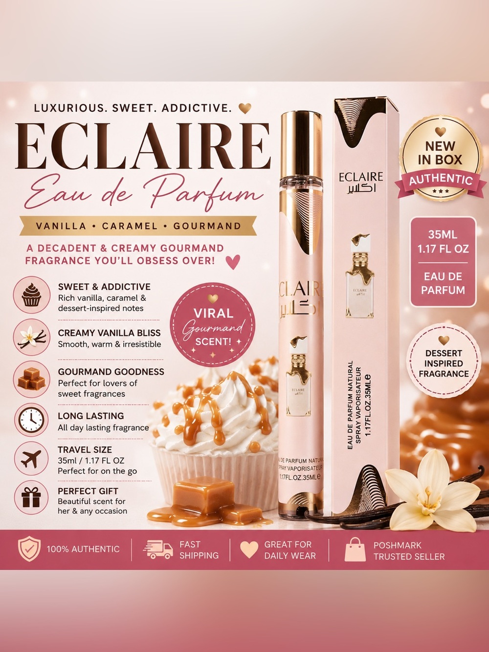 EClaire EDP Spray – VANILLA CARAMEL 35 ml Travel Spray